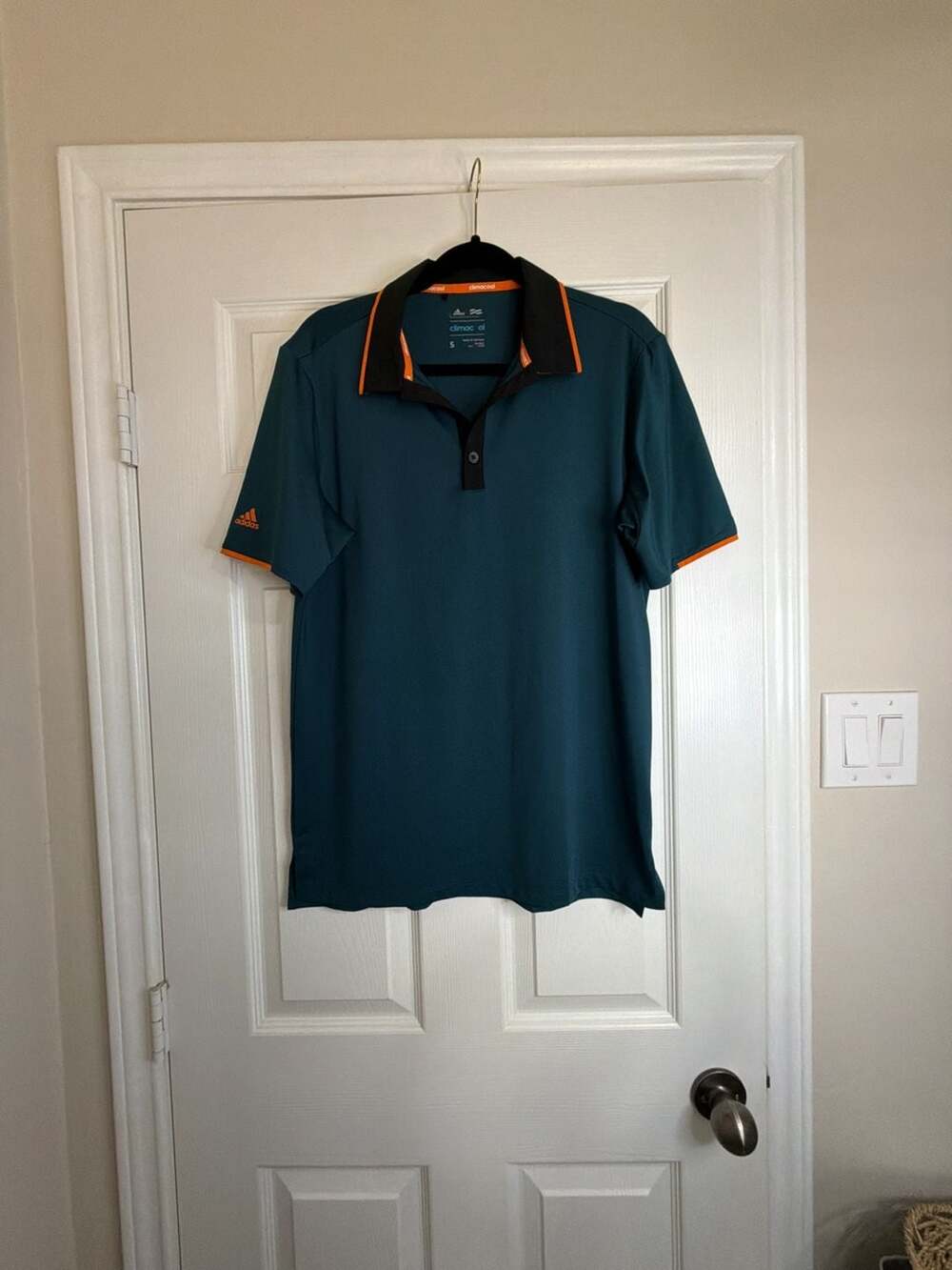Adidas Climacool Short Sleeve Polo Shirt Teal Orange Men's Size S